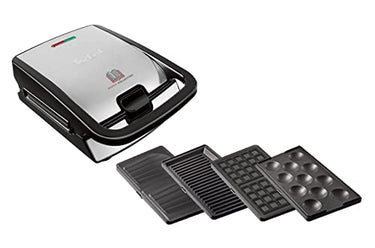 Tefal Snack Collection 4-piece set SW854D | Combination appliance | Includes 4 non-stick plate sets | Dishwasher-safe | Paninis, waffles, sandwiches, sweet cakes | 700W | Black/stainless steel on sale